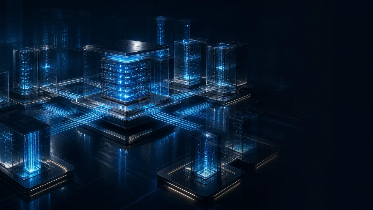 Conceptual visualization of a secure banking technology systems nexus
